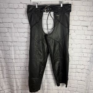 Vintage Harley Davidson Black Leather Chaps Men's Size Large